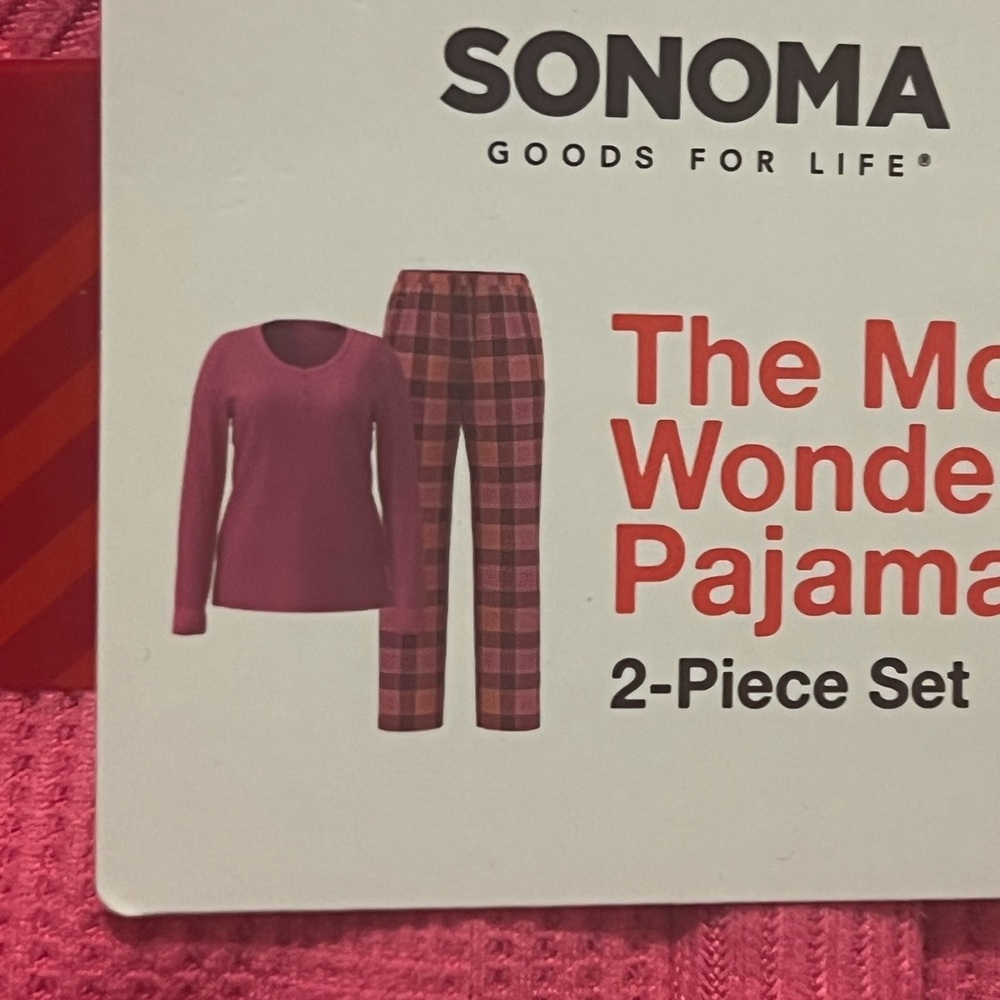 Sonoma Womens Pajama Set - Red and Pink Plaid